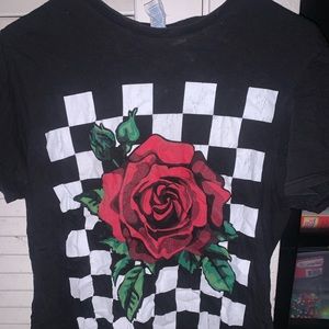 Short Sleeved Rose/Checkered Tshirt